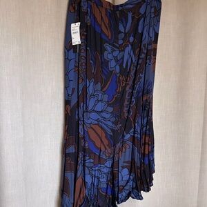 Tahari Asymmetrical Skirt in Blue and Brown Floral